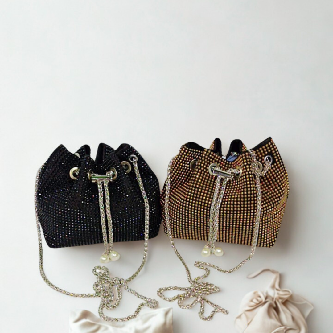 Rhinestone Beaded Bucket Bag